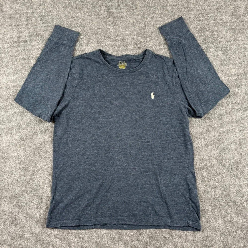 Polo Ralph Lauren Shirt Large‎ Blue Heather Long Sleeve Custom Slim Fit Men's